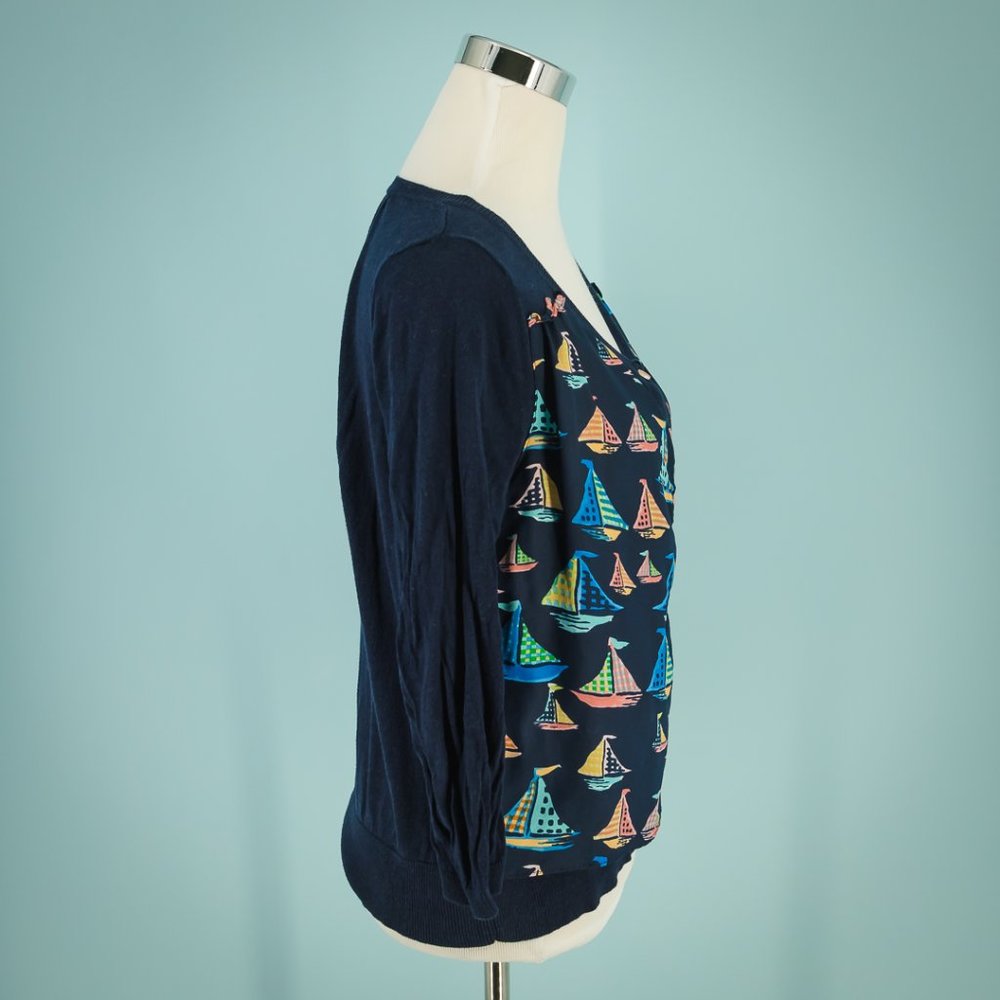 Anthro HWR Monogram Large Sailboat Cardigan - Picture 3 of 5